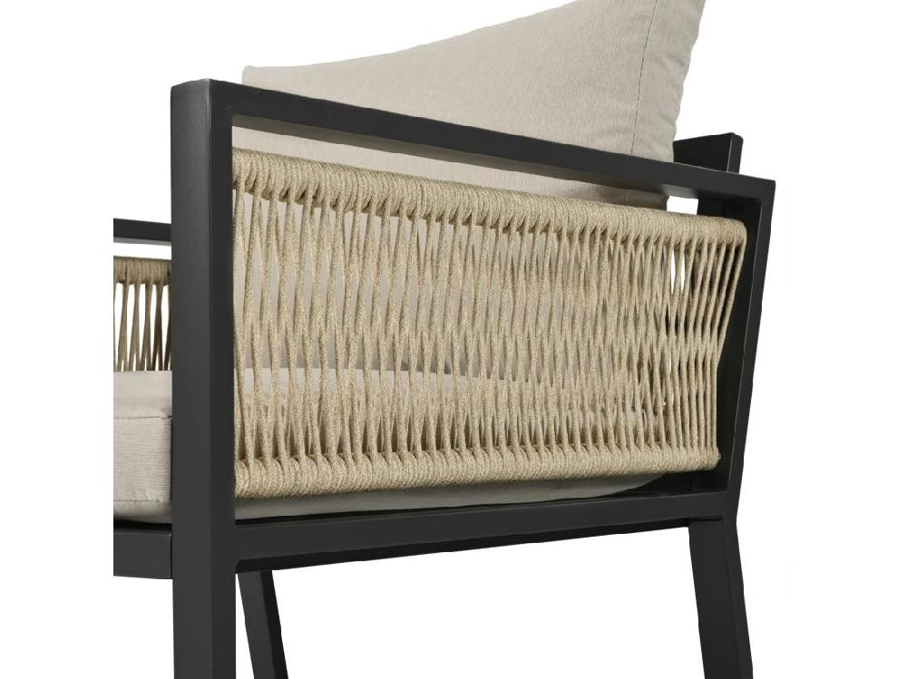 Vente Unique Lot De 4 Salon De Jardin En Acier Galvanisé Avec Coussin Beige : Canapé 3 Places 2 Fauteuils Et Table Basse