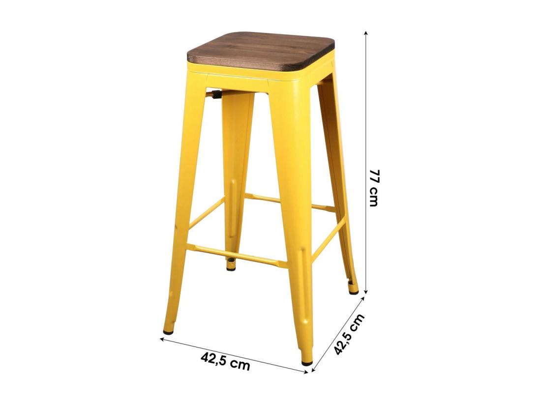 vente unique Lot de 4 tabourets de bar style vintage en métal coloris jaune – Collection LIVE