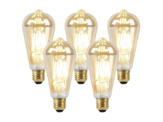 vente unique Lot de 5 ampoules LED E27 Dim to Warm Gold 8W 806lm 2000-2700K
