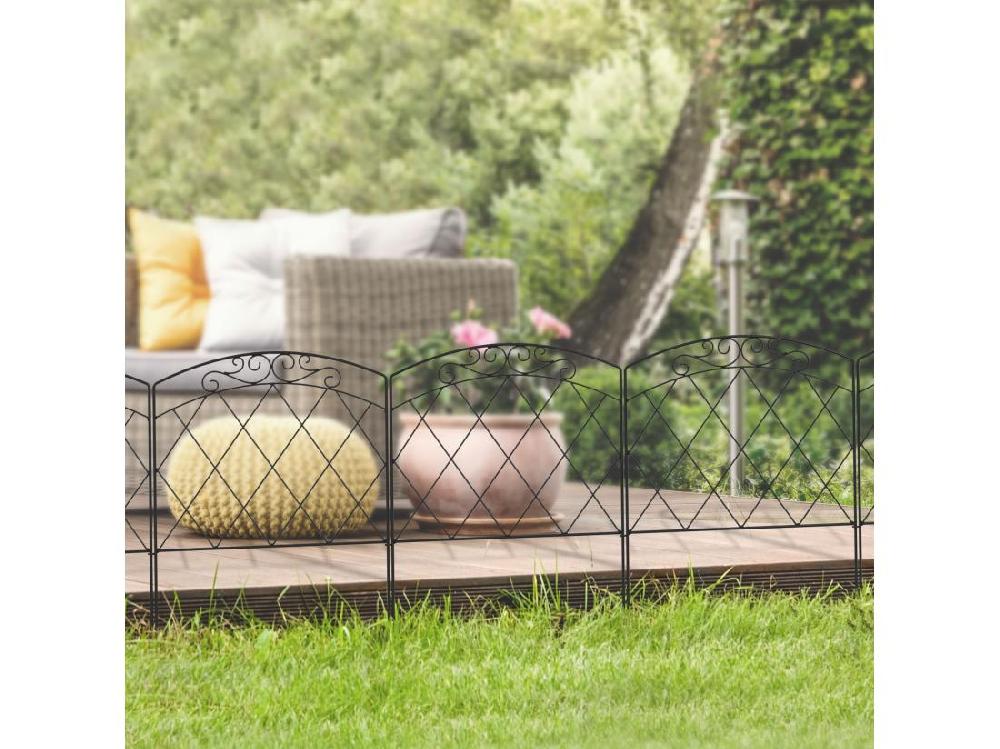 Vente Unique Lot De 5 Clôtures De Jardin Décoratives Avec Ornements Métal Noir