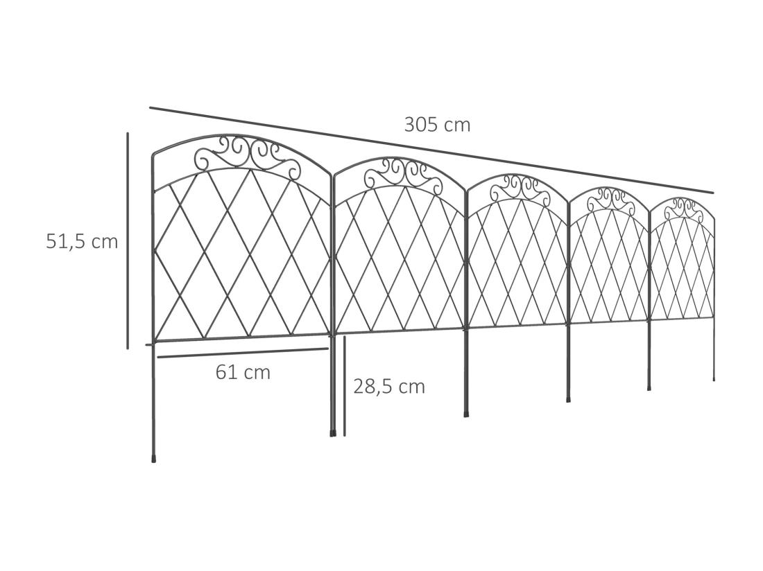 vente unique Lot de 5 clôtures de jardin décoratives avec ornements métal noir