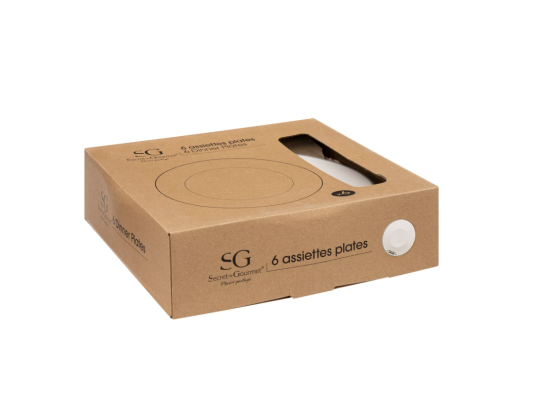 Vente Unique Lot De 6 Assiettes Plates "Bistrot" 26cm Blanc