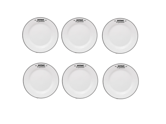 Vente Unique Lot De 6 Assiettes Plates "Bistrot" 26cm Blanc