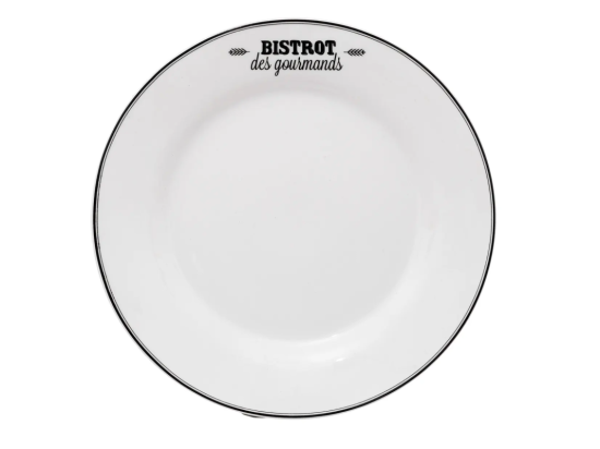 vente unique Lot de 6 Assiettes Plates "Bistrot" 26cm Blanc