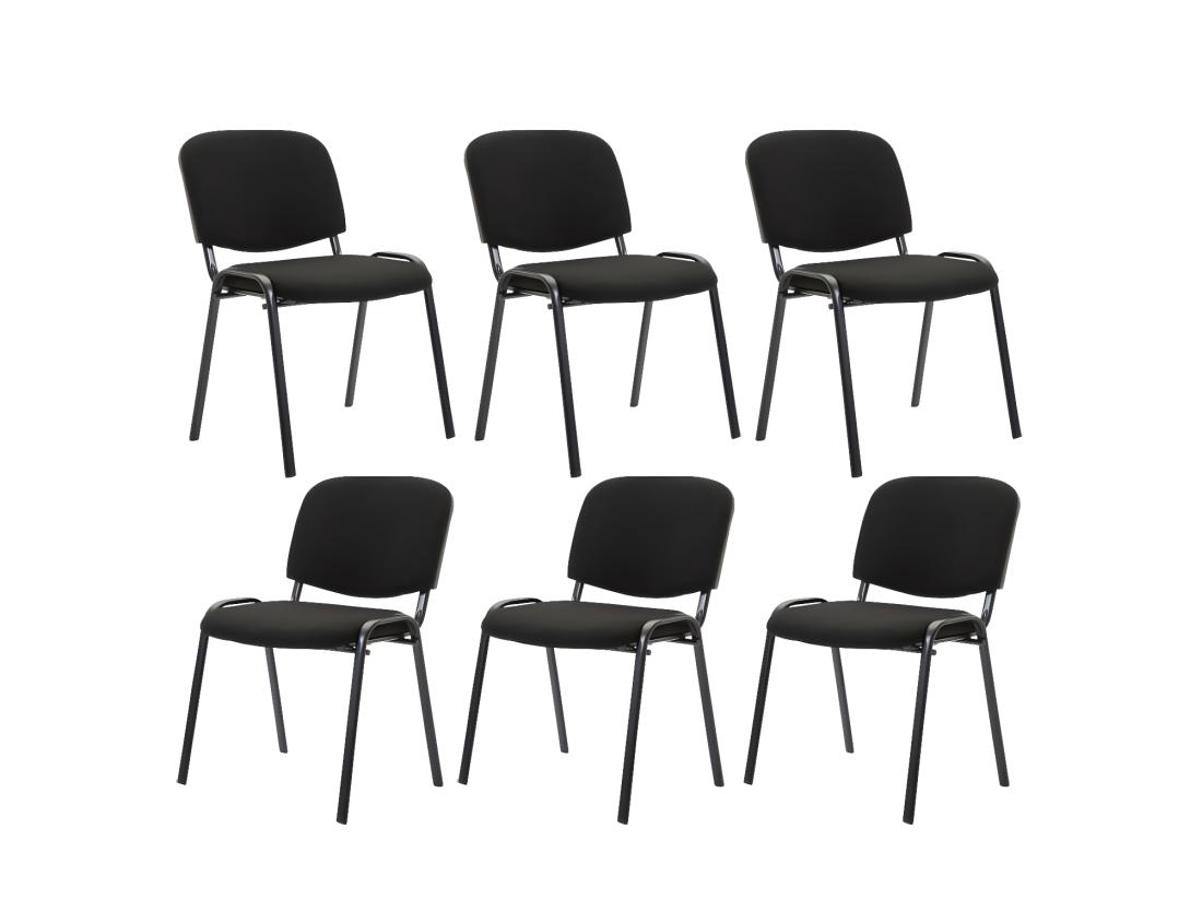 vente unique Lot de 6 Chaise de salle à manger - Tissu & Métal noir mat - Noir - Ken
