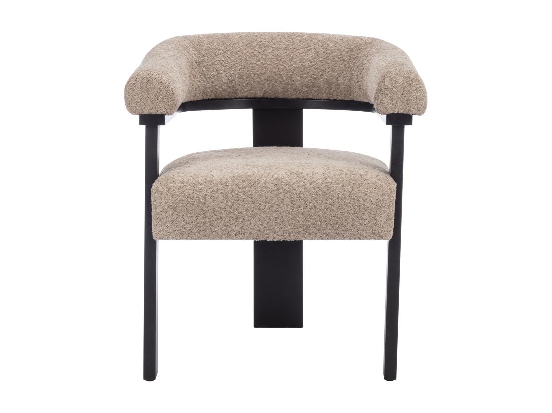 Vente Unique Lot De 6 Chaises Avec Accoudoirs En Tissu Bouclette Et Bois D'hévéa Noir - Taupe - LIVELIA De Pascal MORABITO