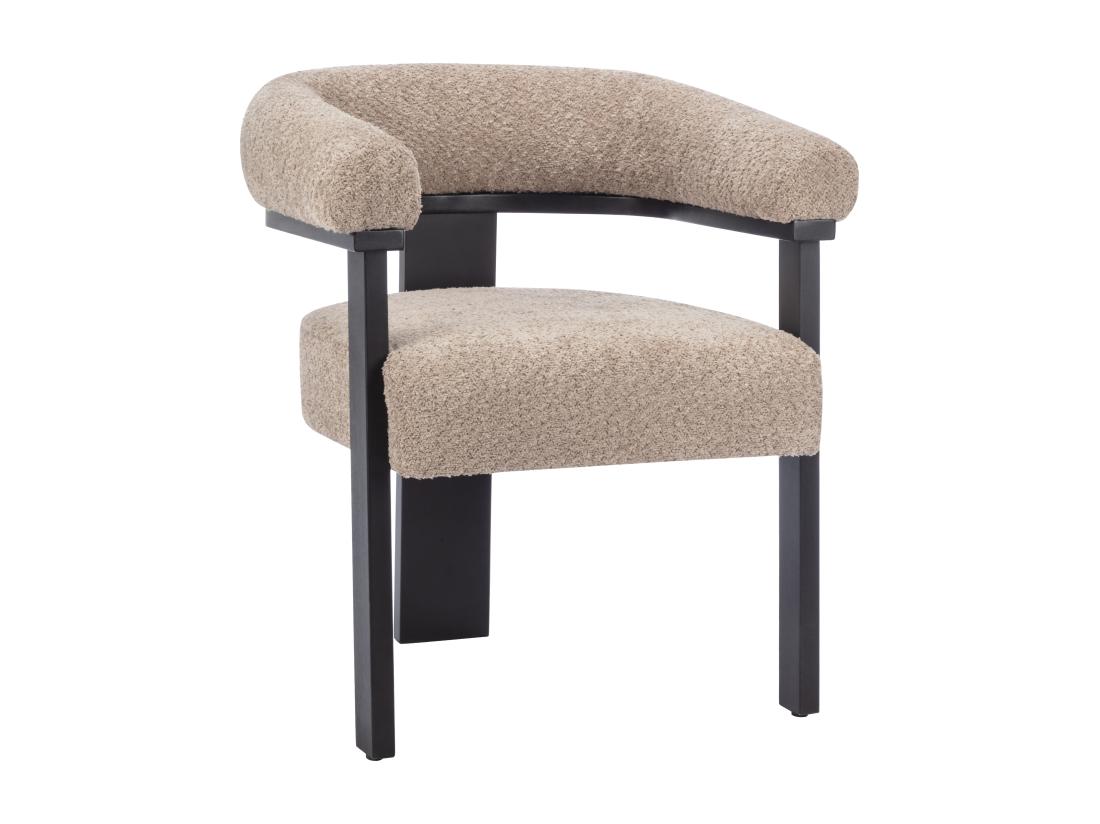 Vente Unique Lot De 6 Chaises Avec Accoudoirs En Tissu Bouclette Et Bois D'hévéa Noir - Taupe - LIVELIA De Pascal MORABITO