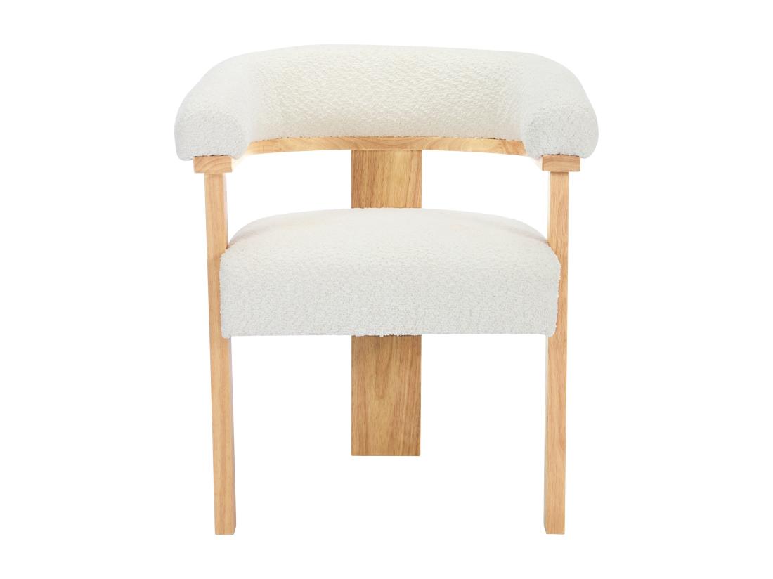 Vente Unique Lot De 6 Chaises Avec Accoudoirs En Tissu Bouclette Et Bois D'hévéa Naturel - Blanc - LIVELIA De Pascal MORABITO