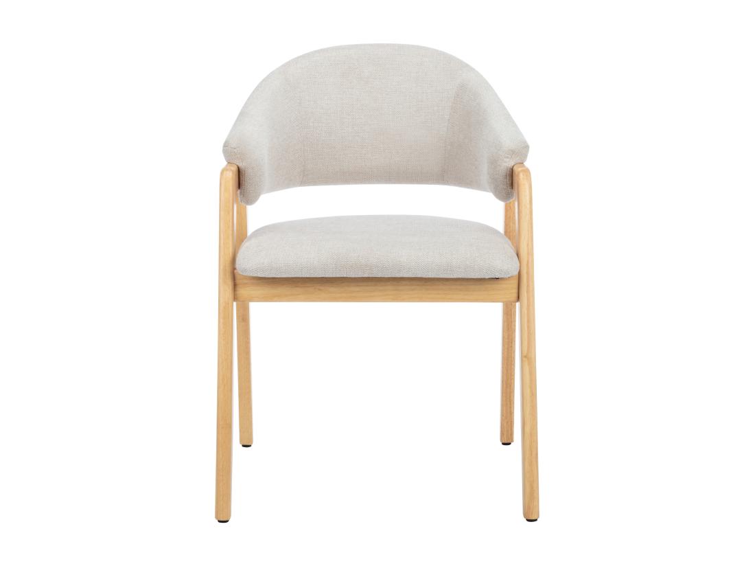 Vente Unique Lot De 6 Chaises Avec Accoudoirs En Tissu Et Bois D'hévéa - Beige Et Naturel - SOLUNA