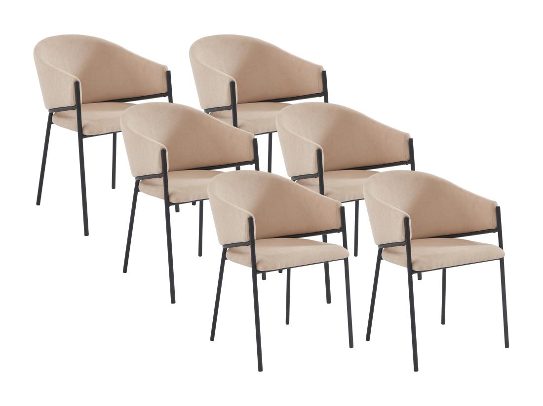 Vente Unique Lot De 6 Chaises Avec Accoudoirs En Tissu Et Métal - Beige - ORDIDA De Pascal MORABITO