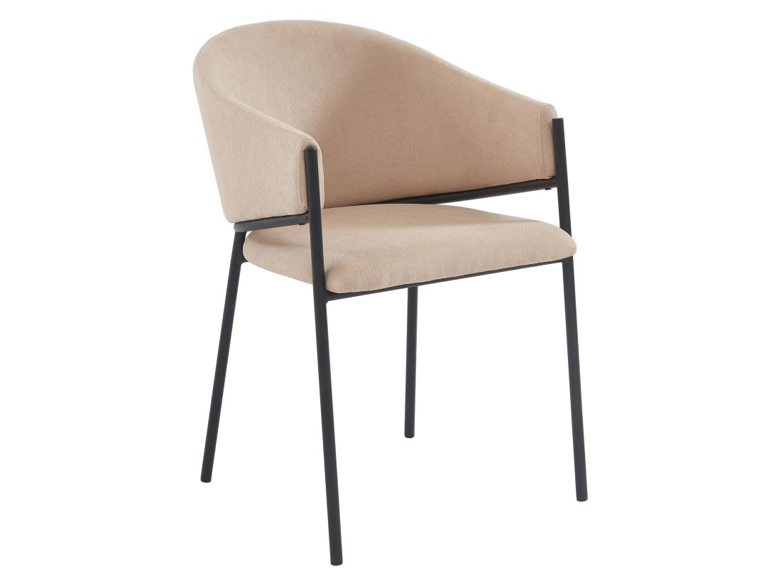 Vente Unique Lot De 6 Chaises Avec Accoudoirs En Tissu Et Métal - Beige - ORDIDA De Pascal MORABITO