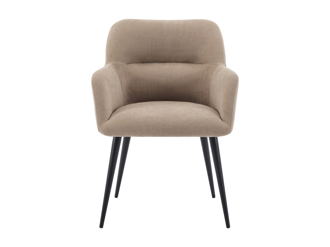 Vente Unique Lot De 6 Chaises Avec Accoudoirs En Tissu Et Métal Noir - Beige - HEKA