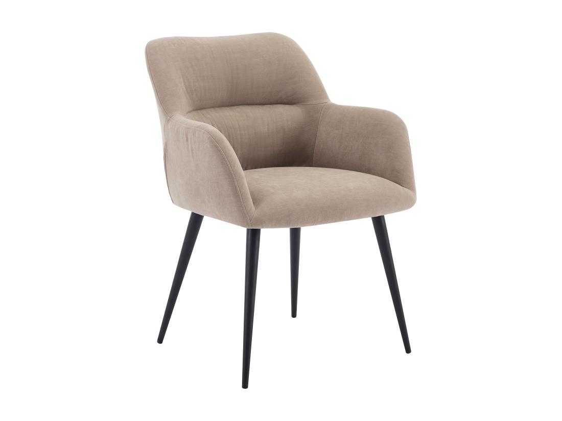 Vente Unique Lot De 6 Chaises Avec Accoudoirs En Tissu Et Métal Noir - Beige - HEKA