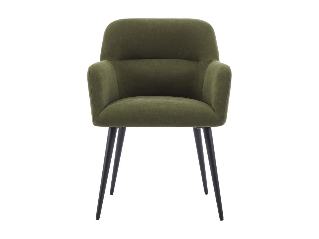Vente Unique Lot De 6 Chaises Avec Accoudoirs En Tissu Et Métal Noir - Vert - HEKA
