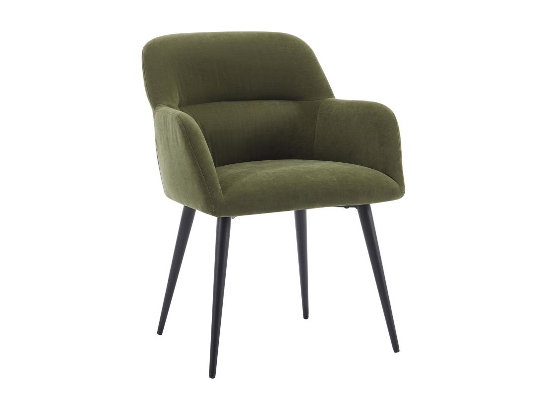 Vente Unique Lot De 6 Chaises Avec Accoudoirs En Tissu Et Métal Noir - Vert - HEKA