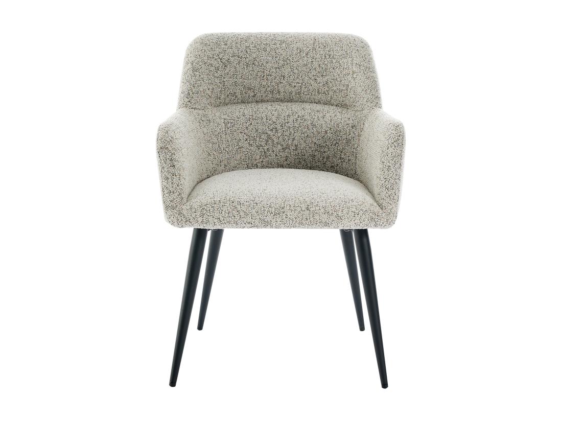 Vente Unique Lot De 6 Chaises Avec Accoudoirs En Tissu Tweed Et Métal Noir - Crème - HEKA