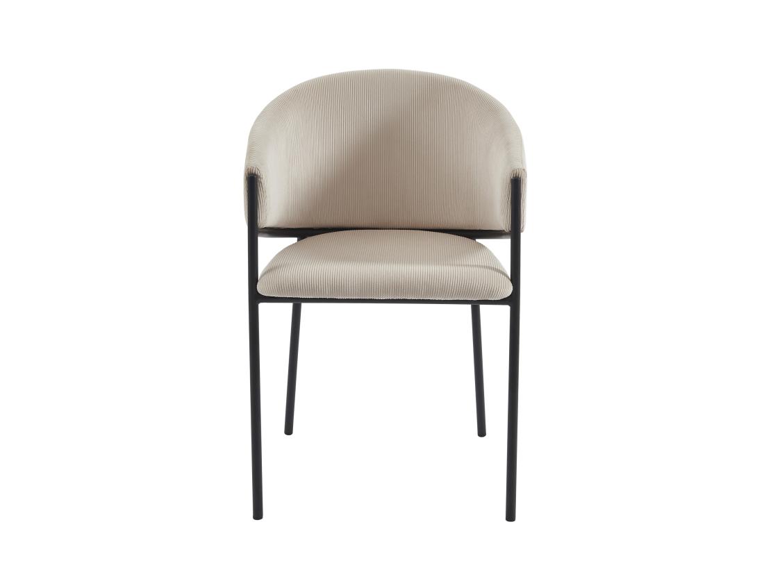 Vente Unique Lot De 6 Chaises Avec Accoudoirs En Velours Côtelé Et Métal Noir - Crème - ORDIDA De Pascal MORABITO