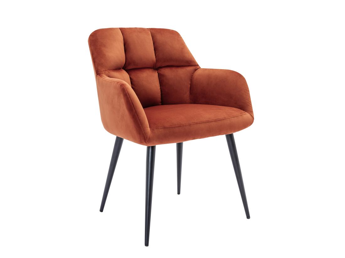 Vente Unique Lot De 6 Chaises Avec Accoudoirs En Velours Et Métal - Terracotta - PEGA De PASCAL MORABITO