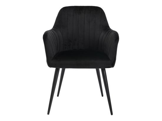 Vente Unique Lot De 6 Chaises Avec Accoudoirs En Velours Et Métal - Noir - ELEANA