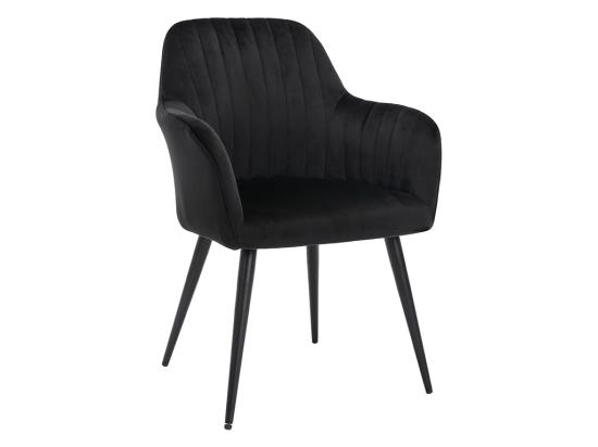 Vente Unique Lot De 6 Chaises Avec Accoudoirs En Velours Et Métal - Noir - ELEANA