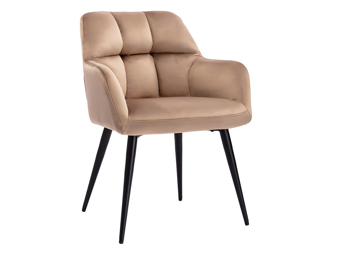 Vente Unique Lot De 6 Chaises Avec Accoudoirs - Velours Et Métal - Beige - PEGA De PASCAL MORABITO