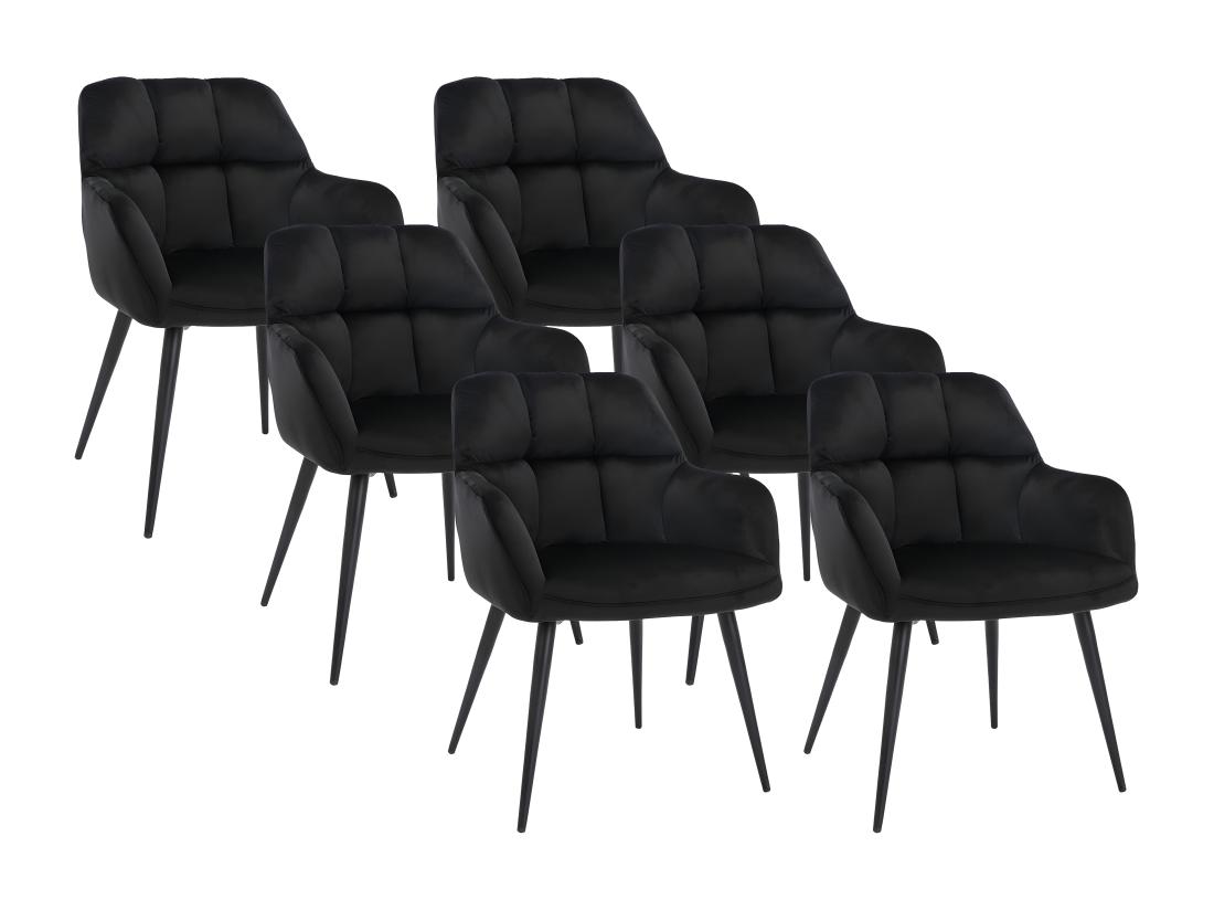 Vente Unique Lot De 6 Chaises Avec Accoudoirs - Velours Et Métal - Noir - PEGA De PASCAL MORABITO
