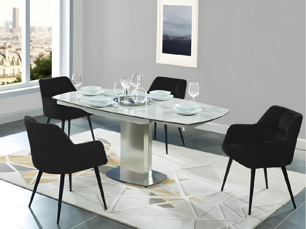 vente unique Lot de 6 chaises avec accoudoirs - Velours et métal - Noir - PEGA de PASCAL MORABITO