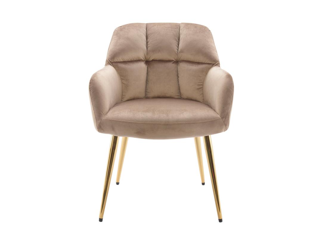 Vente Unique Lot De 6 Chaises Avec Accoudoirs - Velours Et Métal Doré - Beige - PEGA De PASCAL MORABITO