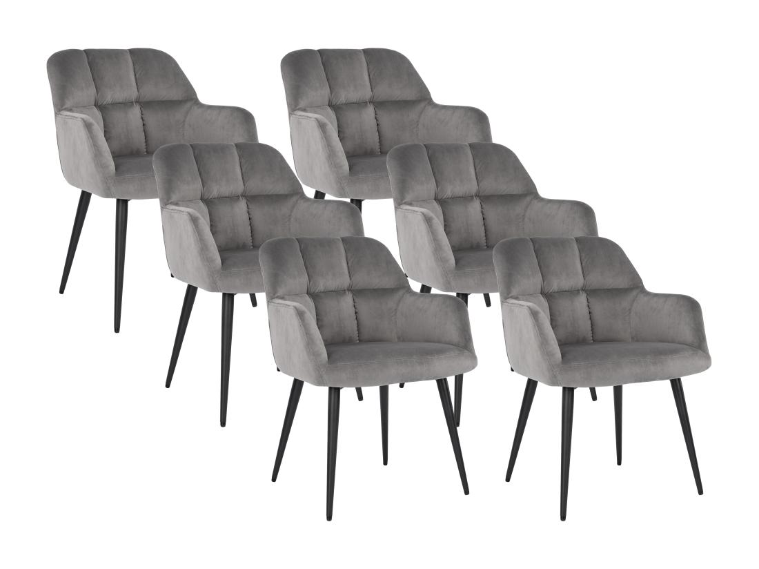 Vente Unique Lot De 6 Chaises Avec Accoudoirs - Velours Et Métal - Gris - PEGA De PASCAL MORABITO