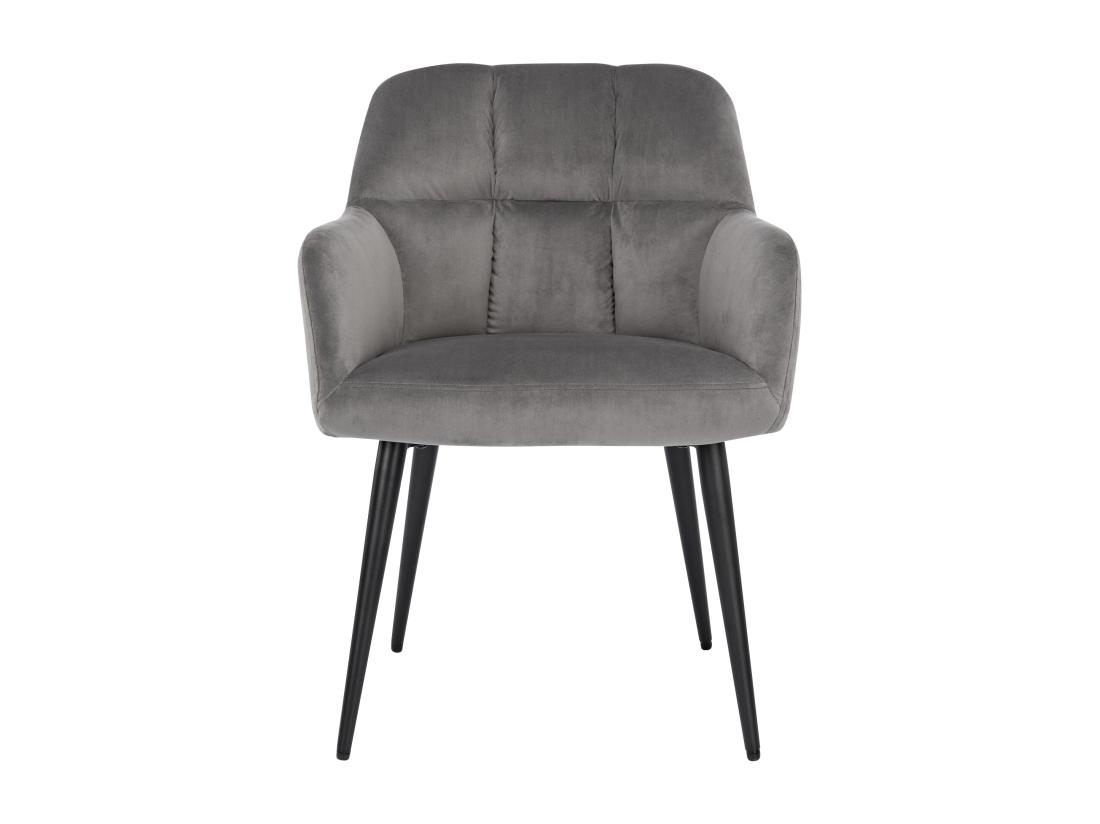 Vente Unique Lot De 6 Chaises Avec Accoudoirs - Velours Et Métal - Gris - PEGA De PASCAL MORABITO
