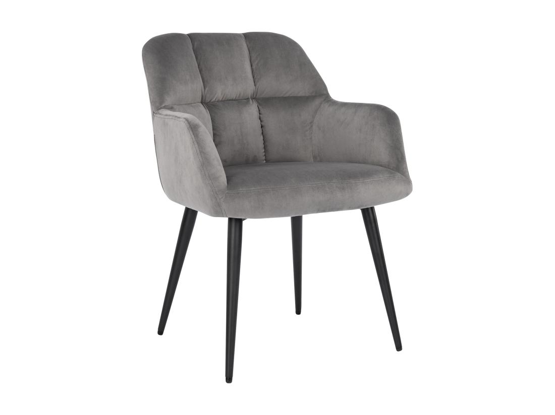 Vente Unique Lot De 6 Chaises Avec Accoudoirs - Velours Et Métal - Gris - PEGA De PASCAL MORABITO