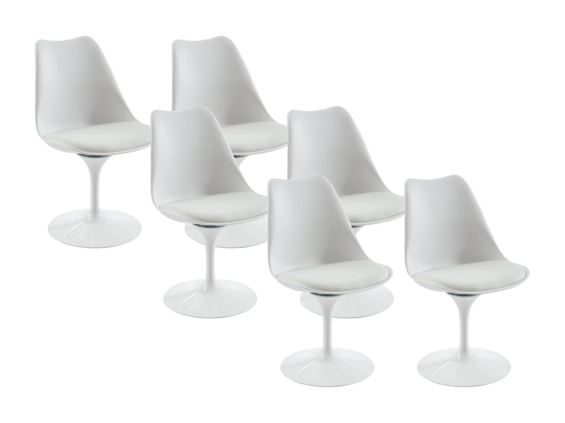 Vente Unique Lot De 6 Chaises En Polypropylène Tissu Et Métal - Blanc - XAFY