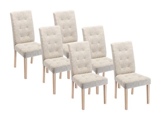 vente unique Lot de 6 chaises en tissu et bois - Beige - VILLOSA