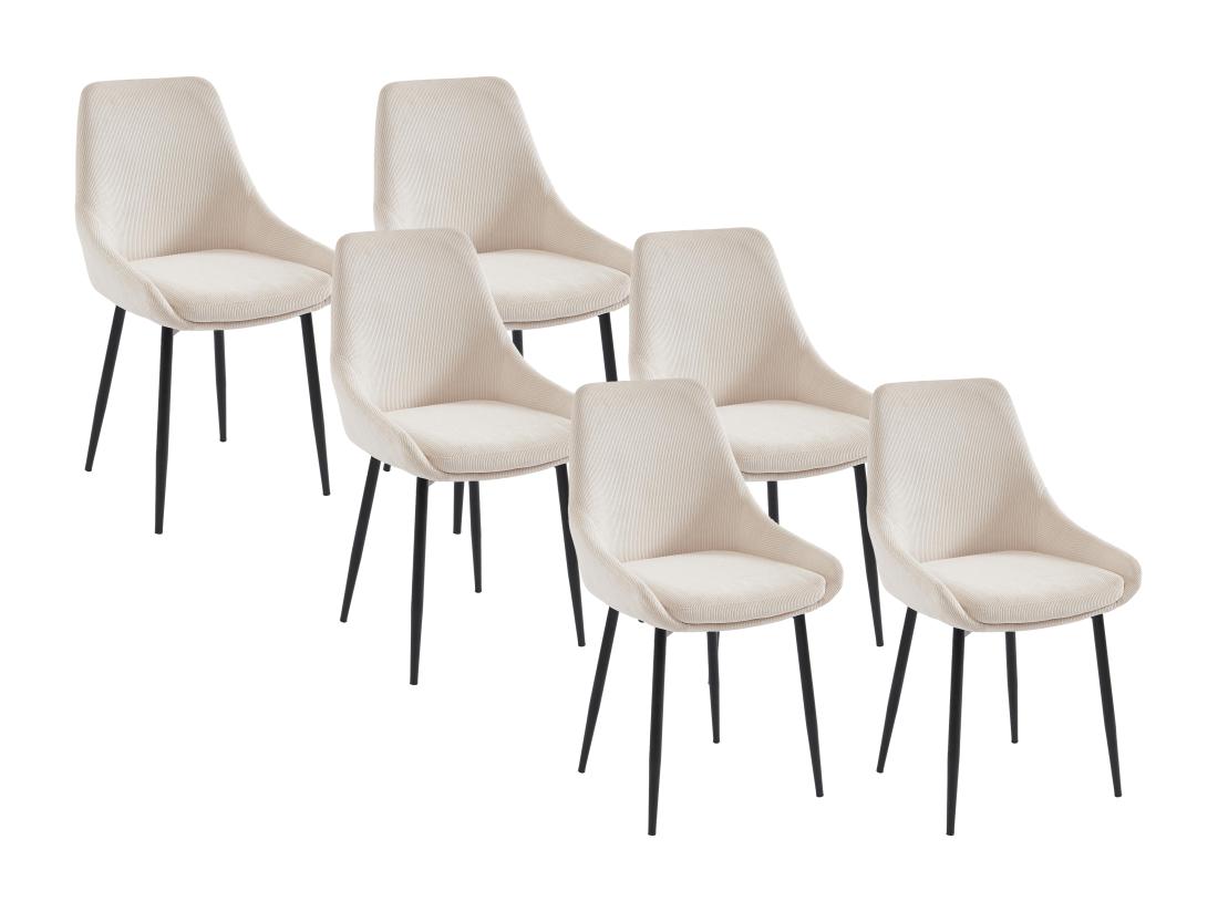 Vente Unique Lot De 6 Chaises En Velours Côtelé Et Métal - Crème - MASURIE