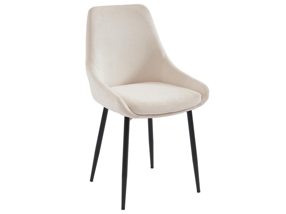 Vente Unique Lot De 6 Chaises En Velours Côtelé Et Métal - Crème - MASURIE