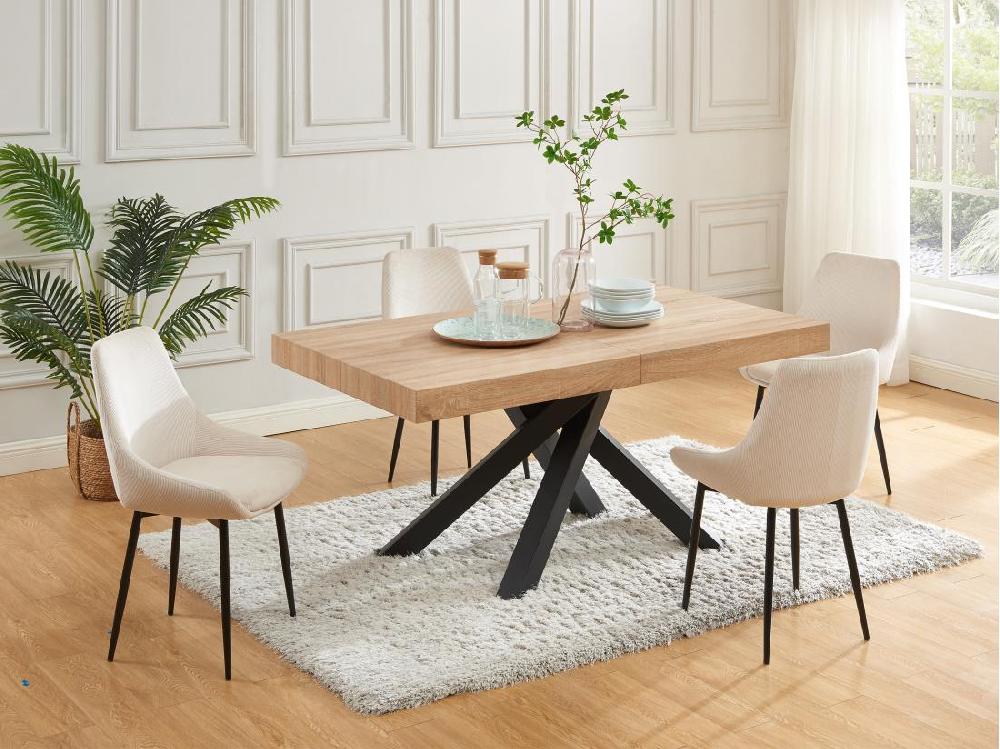vente unique Lot de 6 chaises en velours côtelé et métal - Crème - MASURIE