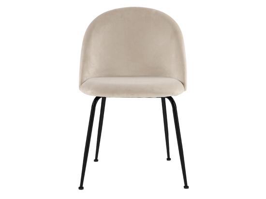 Vente Unique Lot De 6 Chaises En Velours Et Acier Inoxydable Noir - Beige - MELBOURNE