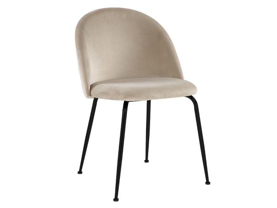 Vente Unique Lot De 6 Chaises En Velours Et Acier Inoxydable Noir - Beige - MELBOURNE