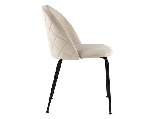 Vente Unique Lot De 6 Chaises En Velours Et Acier Inoxydable Noir - Beige - MELBOURNE