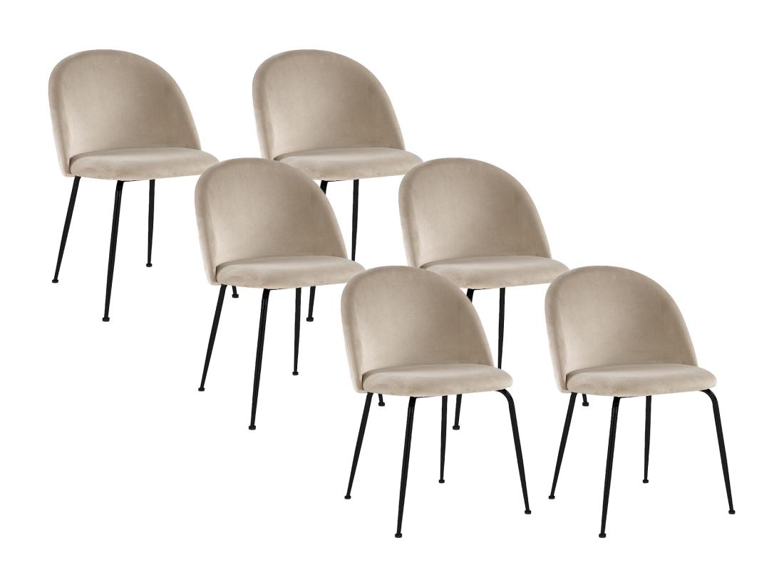 vente unique Lot de 6 chaises en velours et acier inoxydable noir - Beige - MELBOURNE