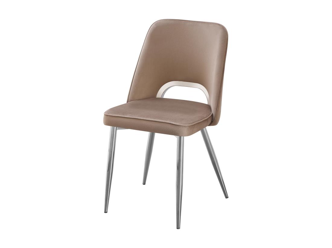 Vente Unique Lot De 6 Chaises En Velours Et Métal Argenté - Taupe - LUNA