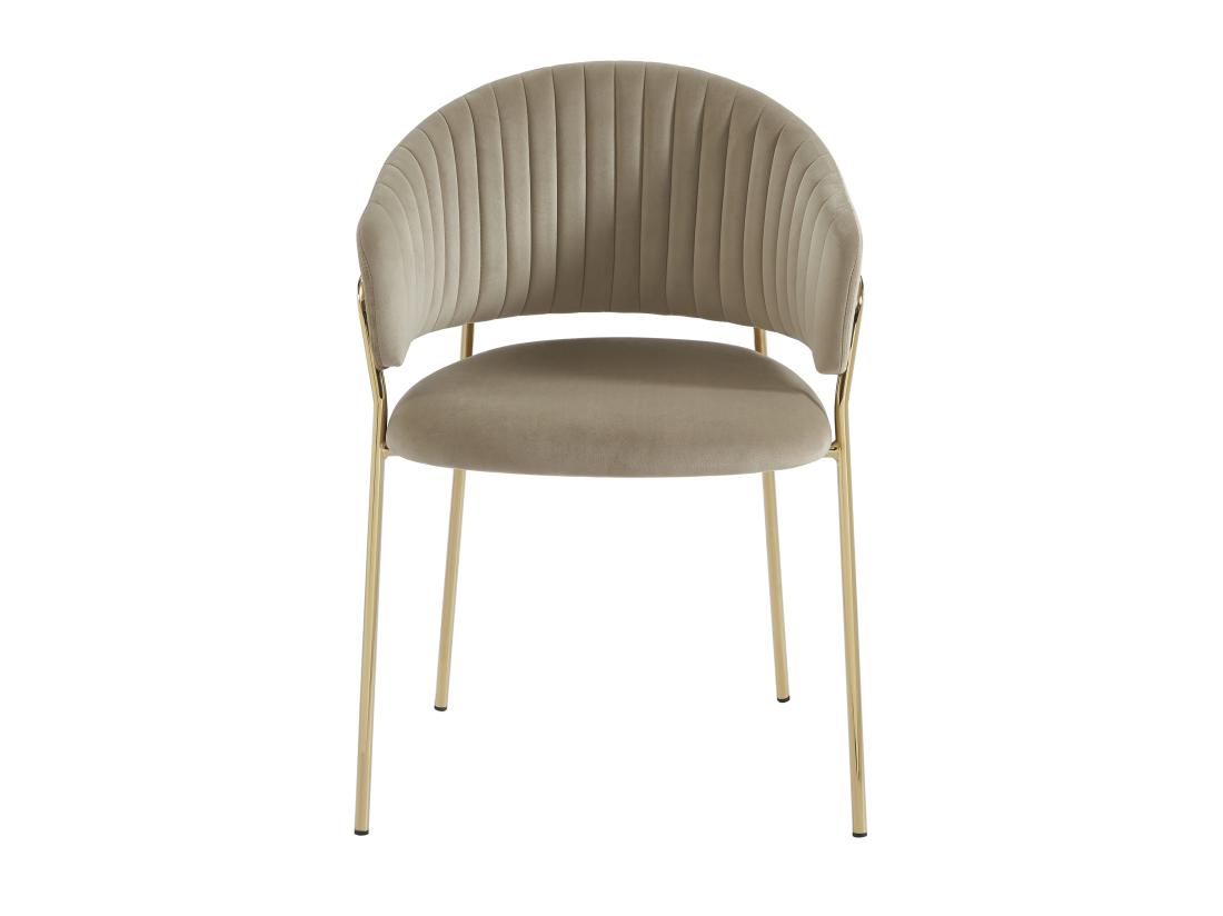 Vente Unique Lot De 6 Chaises En Velours Et Métal Doré - Beige - MADOLIA De Pascal MORABITO