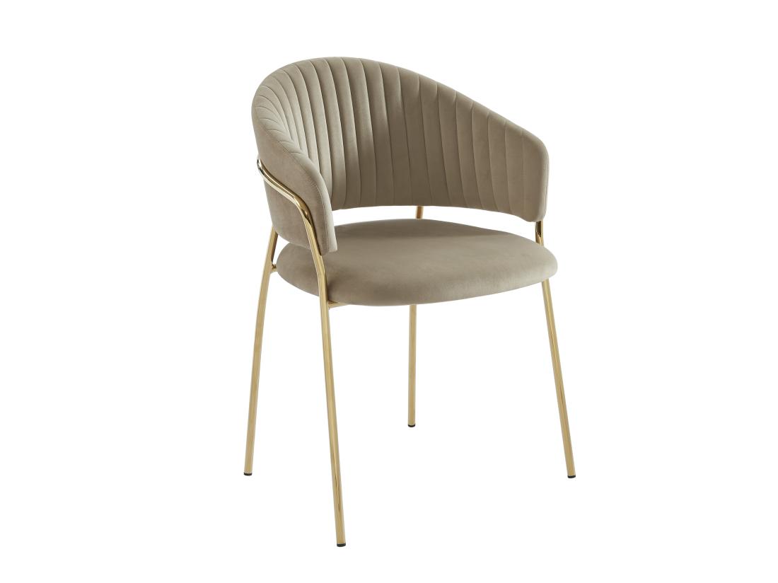 Vente Unique Lot De 6 Chaises En Velours Et Métal Doré - Beige - MADOLIA De Pascal MORABITO