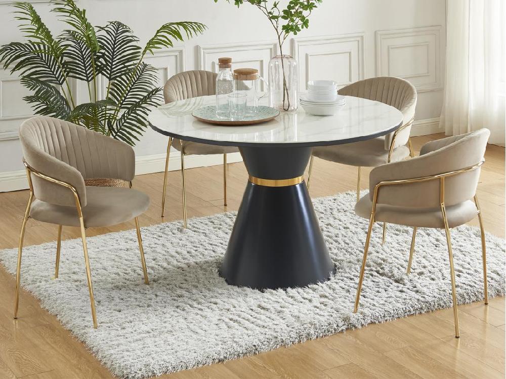 vente unique Lot de 6 chaises en velours et métal doré - Beige - MADOLIA de Pascal MORABITO