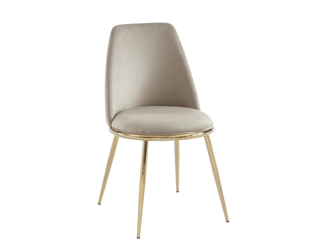 Vente Unique Lot De 6 Chaises En Velours Et Métal Doré - Beige - NEBINA De Pascal MORABITO