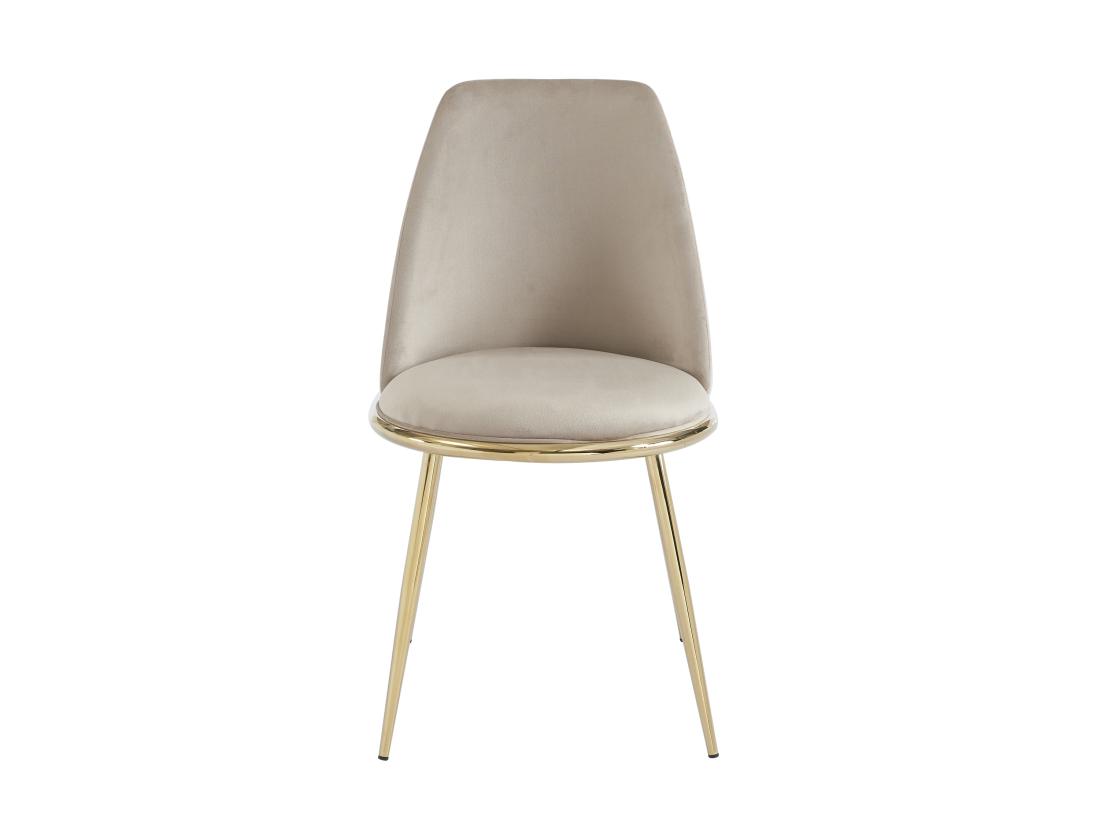 Vente Unique Lot De 6 Chaises En Velours Et Métal Doré - Beige - NEBINA De Pascal MORABITO