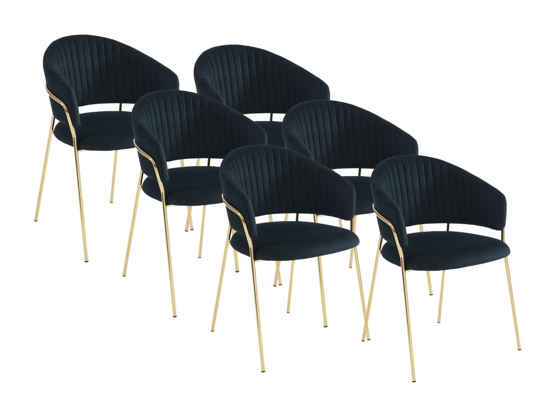 Vente Unique Lot De 6 Chaises En Velours Et Métal Doré - Noir - MADOLIA De Pascal MORABITO
