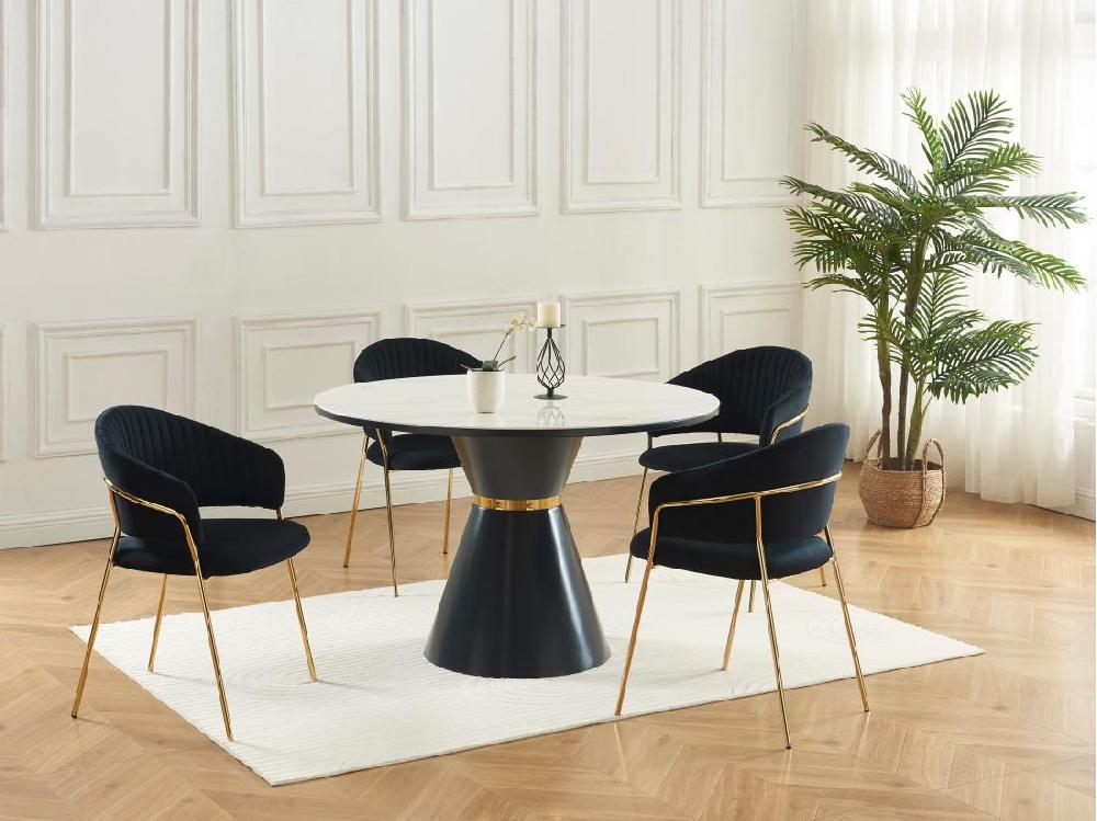 vente unique Lot de 6 chaises en velours et métal doré - Noir - MADOLIA de Pascal MORABITO