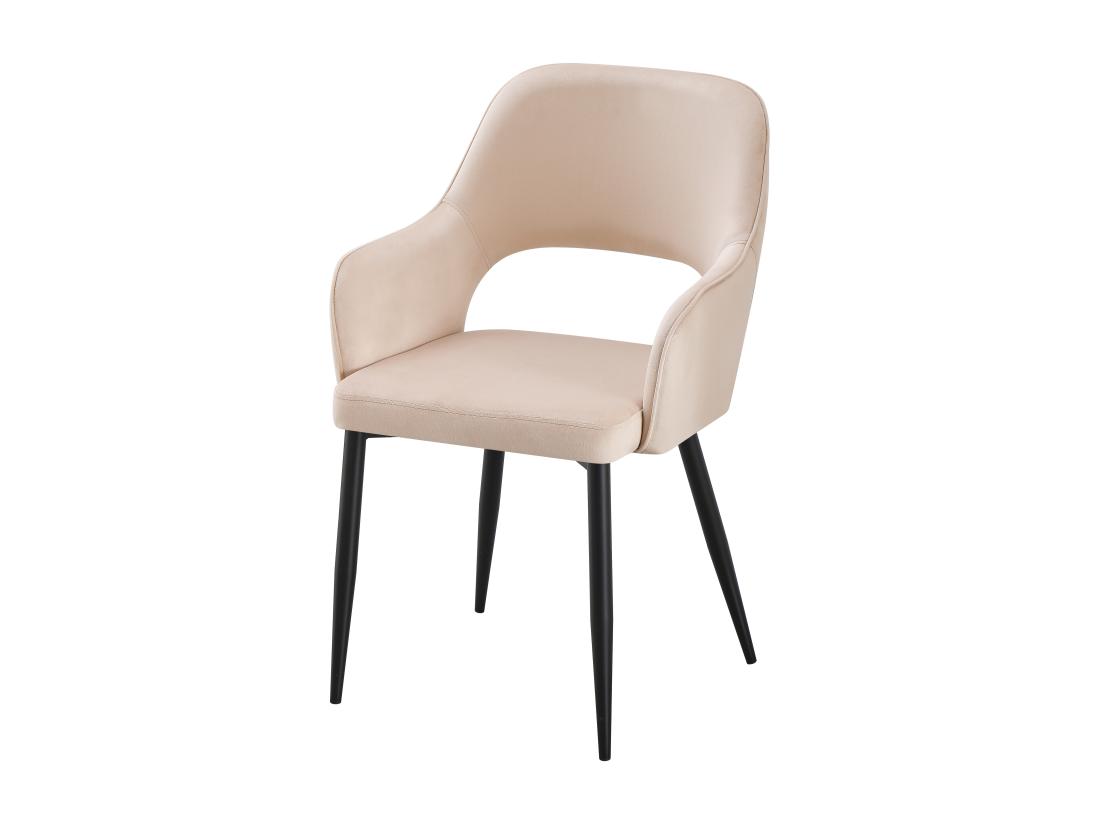 Vente Unique Lot De 6 Chaises En Velours Et Métal Noir - Beige - GIA