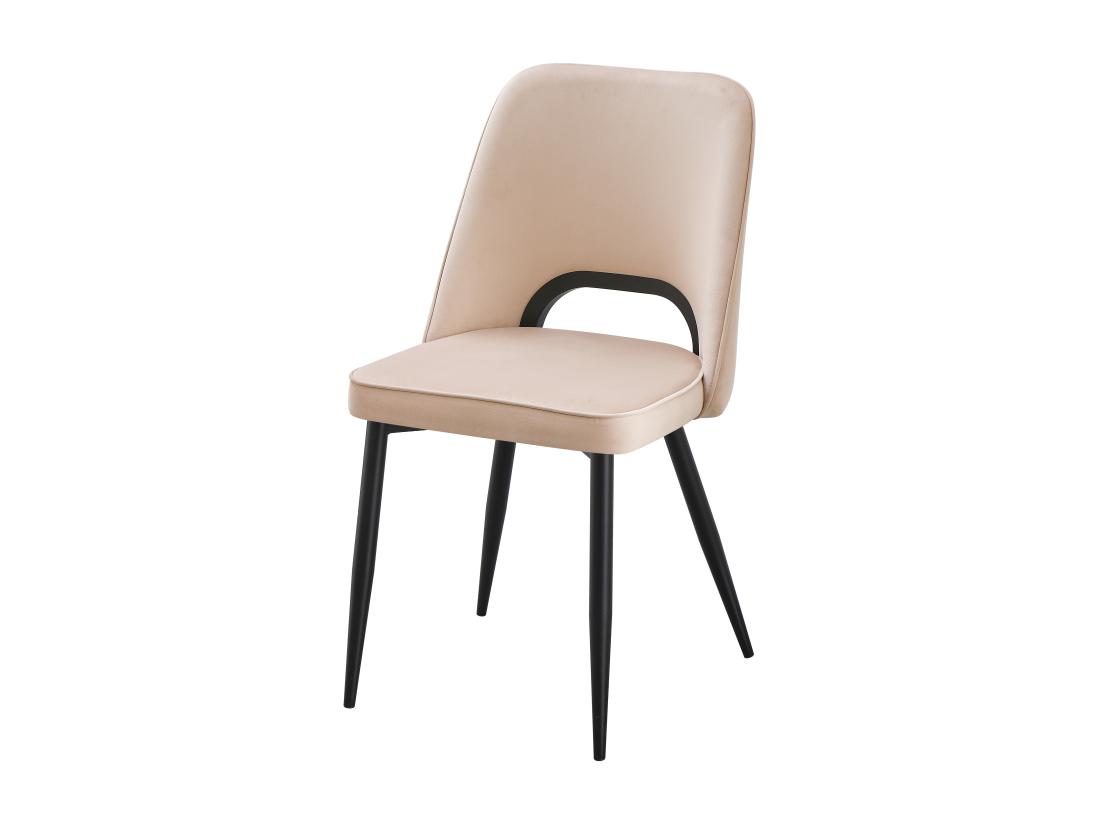 Vente Unique Lot De 6 Chaises En Velours Et Métal Noir - Beige - LUNA